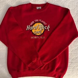 Hard Rock Cafe Honolulu Red Crewneck Sweatshirt